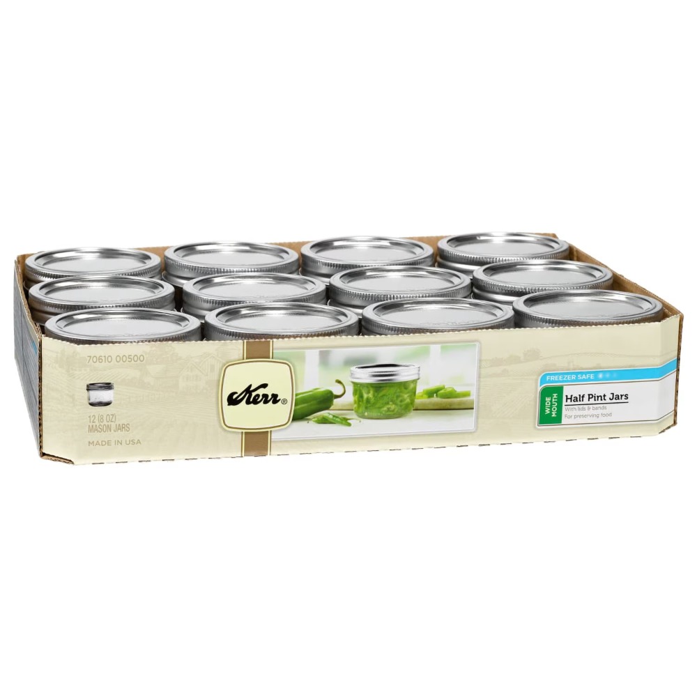 Mason Jar 8Oz - Kerr Canning Jars, Wide Mouth Half-Pint