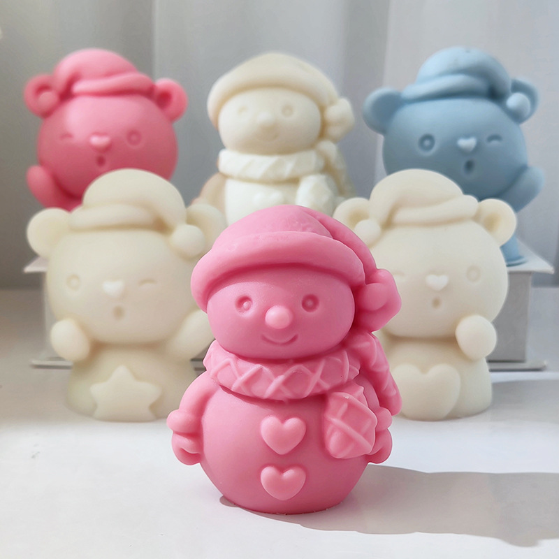 Candle Supplies To Make Candles - Christmas Snowman Silicone Mold 3D Santa