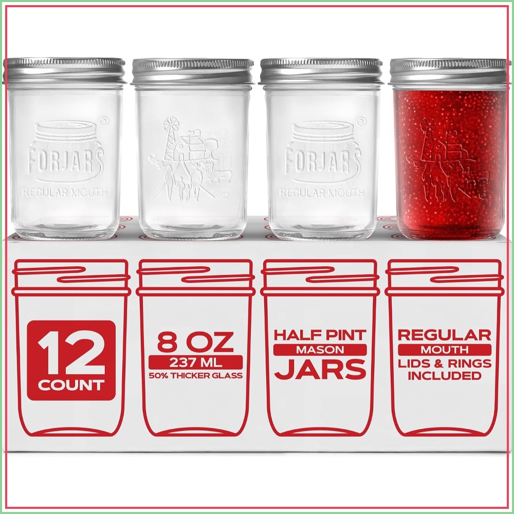 Mason Jar 8Oz - Premium 8oz Mason Jars with Lids